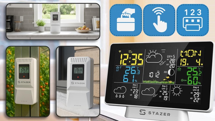 Stacja pogodowa pogody termometr higrometr barometr budzik smart WiFi