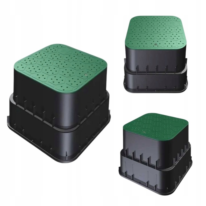 Duża Studzienka zaworowa LARGE 34x34x26,5 cm na 2 zawory HIDE zielony