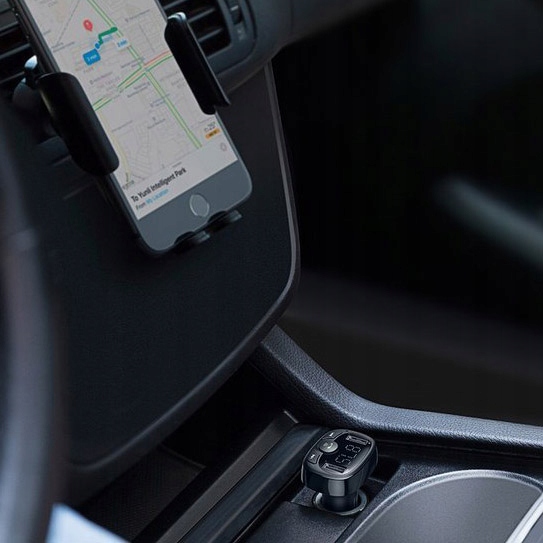 Baseus Transmiter FM Bluetooth, USB-A, ładowarka