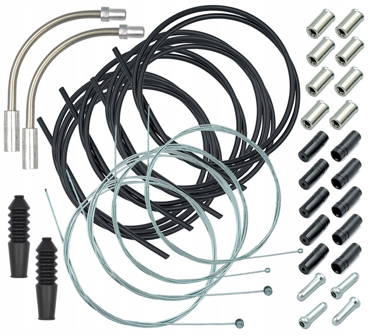 MAXI zestaw - linki, pancerze, końcówki, fajki, gumy - na cały rower