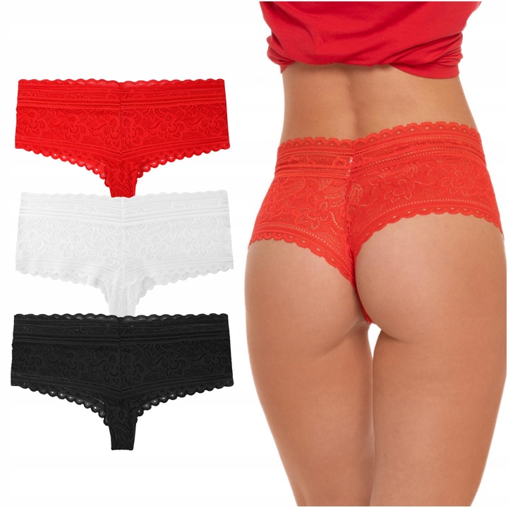 3x Figi Damskie Koronkowe Wygodne Bikini Majtki Wysoki Stan Szorty MORAJ XL
