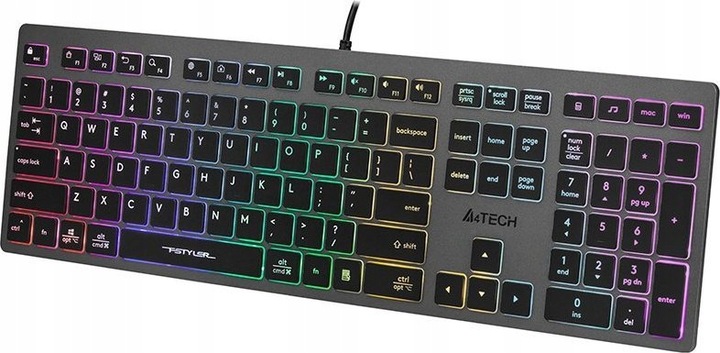 Klawiatura niskoprofilowa przewodowa A4TECH FSTYLER FX60H podświetlana LED
