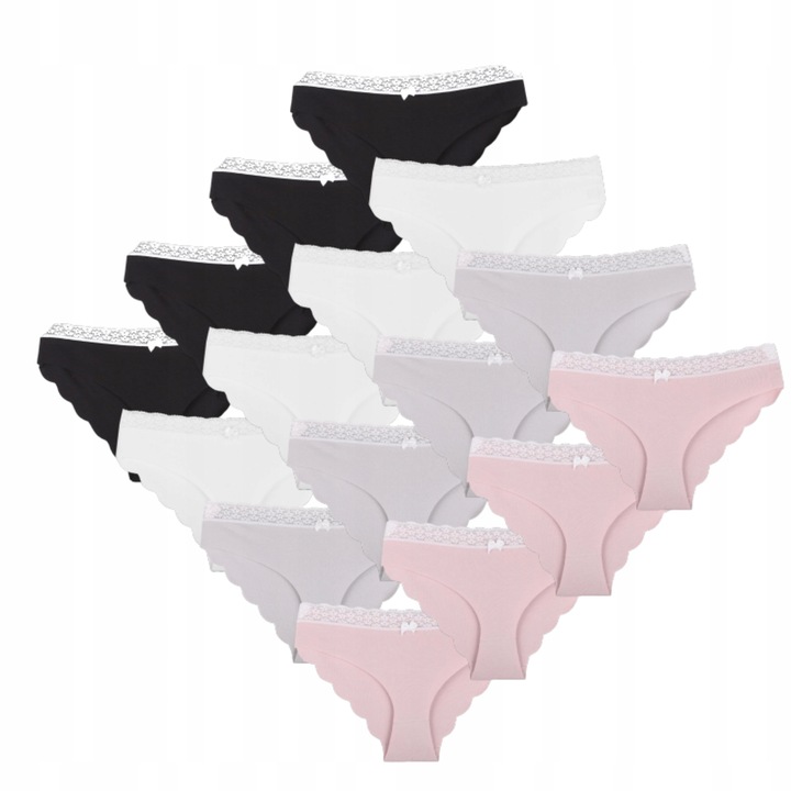 12x Majtki Damskie Bezszwowe Figi Bawełniane Gładkie MORAJ M