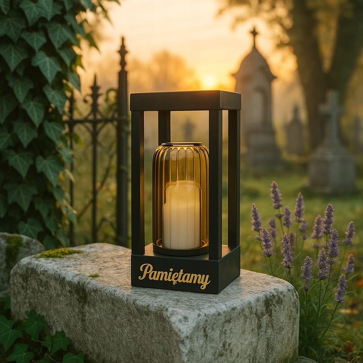 Solarny znicz LED STATUETKA NA CMENTARZ GRÓB DUŻA wieczna lampka na baterie