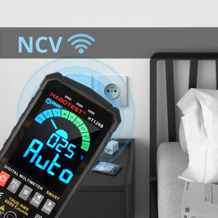 CYFROWY MULTIMETR UNIWERSALNY CZYTELNY EKRAN NCV RMS LIVE TEST LATARKA LED