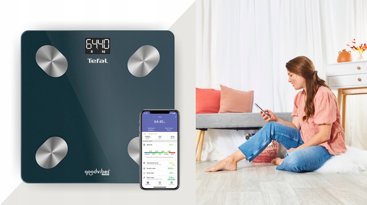 Waga łazienkowa analityczna Tefal Goodvibes BM9620 BMI 180kg
