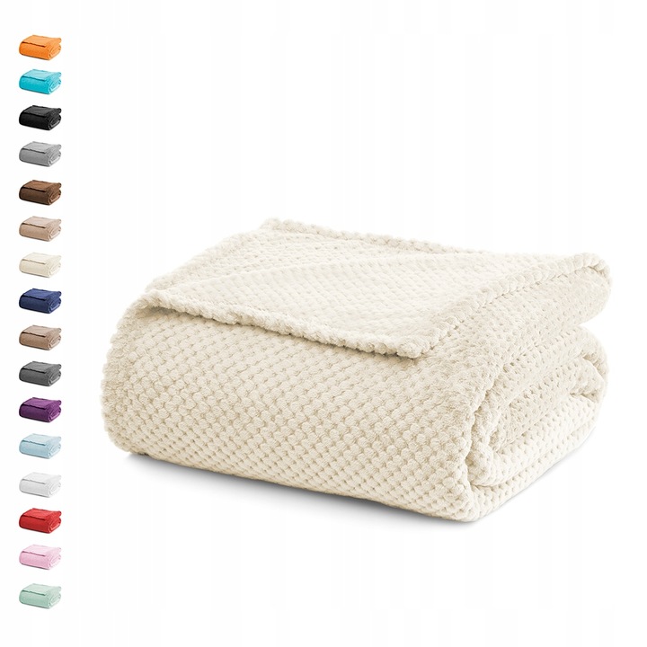 Koc duży rozmiar pled 220x240 cm Kremowy