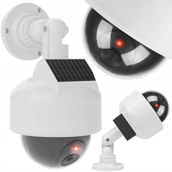 ATRAPA KAMERY KOPUŁKOWA OBROTOWA 360 MONITORING SOLARNA DIODA LED