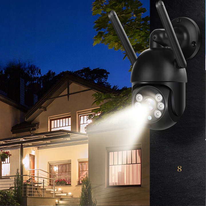 Zewnętrzna Kamera IP WiFi 8MP TUYA Ultra HD 4K ZOOM Z MIKROFONEM SD CZARNA