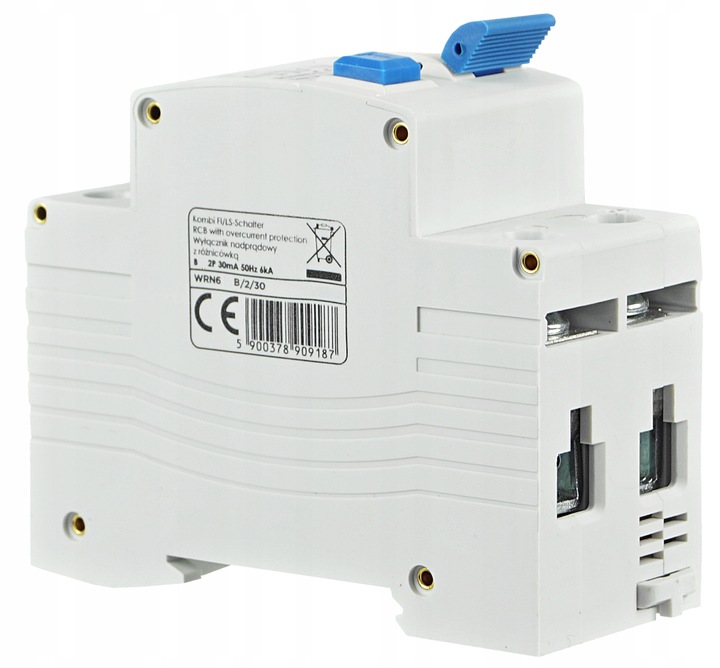 1F B16A 30mA WYŁĄCZNIK NADPRĄDOWY Z RÓŻNICÓWKĄ 2P TYP AC