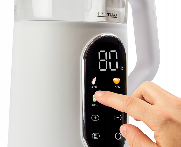 CZAJNIK ELEKTRYCZNY REGULACJA TEMPERATURY BIAŁY DIGITAL 40-100°C 1,7L