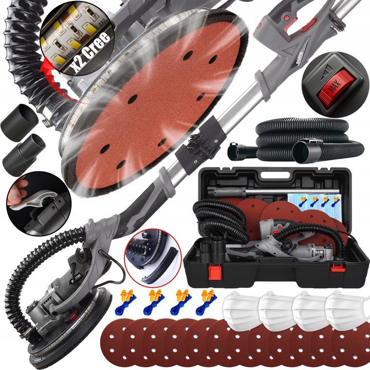 SZLIFIERKA ŻYRAFA GIPSU GŁADZI ŚCIAN TYNKÓW LED WALIZKA Majster PRO