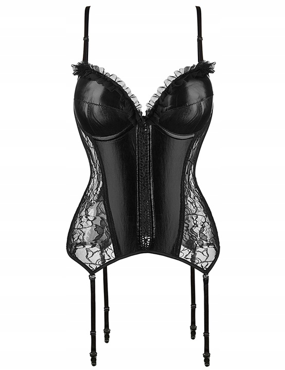 Zmysłowy koronkowy gorset plus size z zapięciami do pończoch figi 187k