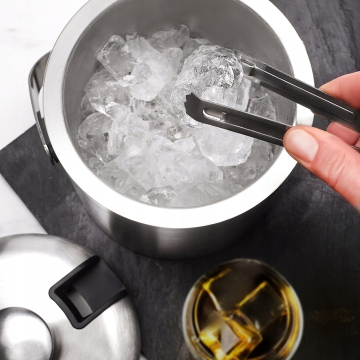 WIADERKO Pojemnik Stalowy na LÓD z Pokrywą 1,3 L COOLER do Lodu +