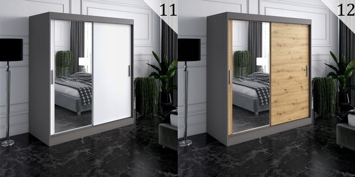 Szafa przesuwna 180cm 2 wnętrza ANTRACYT + ARTISAN