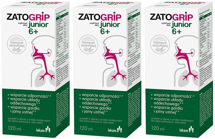 Zatogrip Junior Czarny Bez Pelargonia Afrykańska Wspiera Odpornosć 120 ml