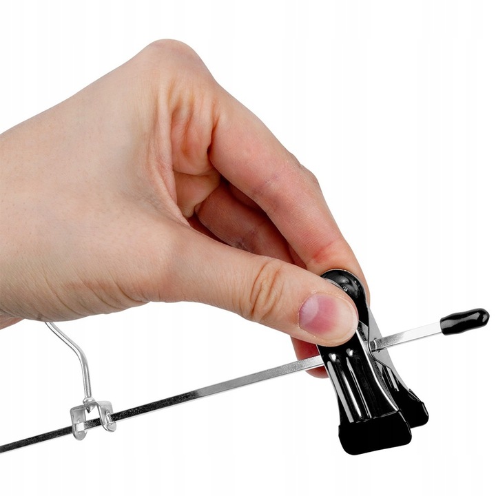 12x Wieszaki METALOWE wiszące z klipsami odzieżowe szafy spodnie