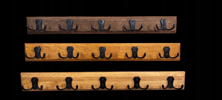 WIESZAK ŚCIENNY WISZACY LOFT DĄB 60CM 10 UCHWYTÓW NA UBRANIA DO