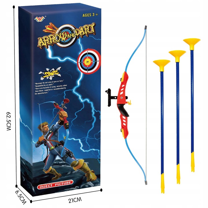 ŁUK DUŻY 3 STRZAŁY + CELOWNIK ZESTAW ŁUCZNIKA DLA DZIECI 90CM