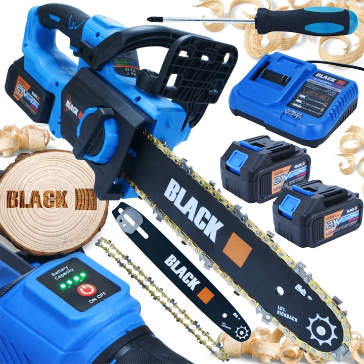 AKUMULATOROWA PILARKA PIŁA ŁAŃCUCHOWA DO DREWNA 2 X 21V 4 AH 30CM 12"