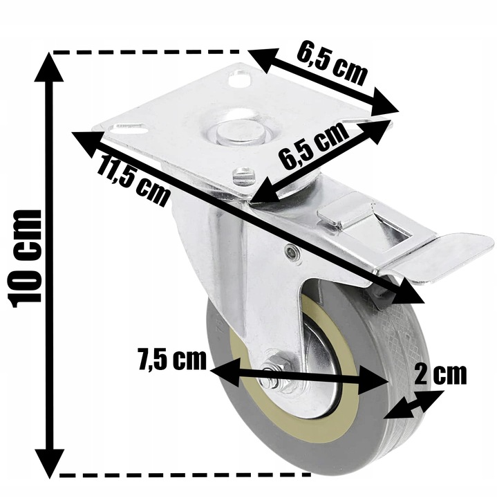 KÓŁKA MEBLOWE OBROTOWE GUMOWE CICHE KOŁA ŁOŻYSKOWANE ZESTAW 4 KÓŁEK