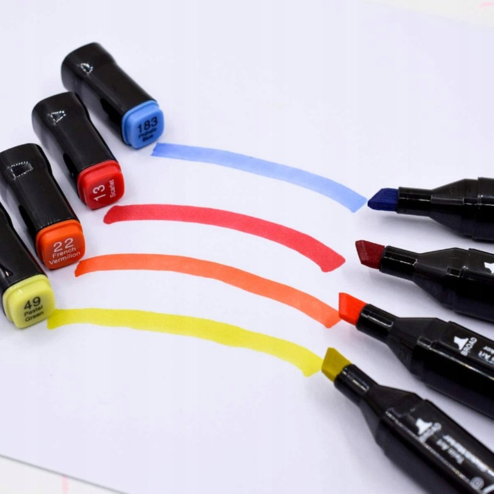 MARKERY ALKOHOLOWE ZESTAW 80SZT FLAMASTRY DWUSTRONNE PISAKI MAZAKI + TORBA