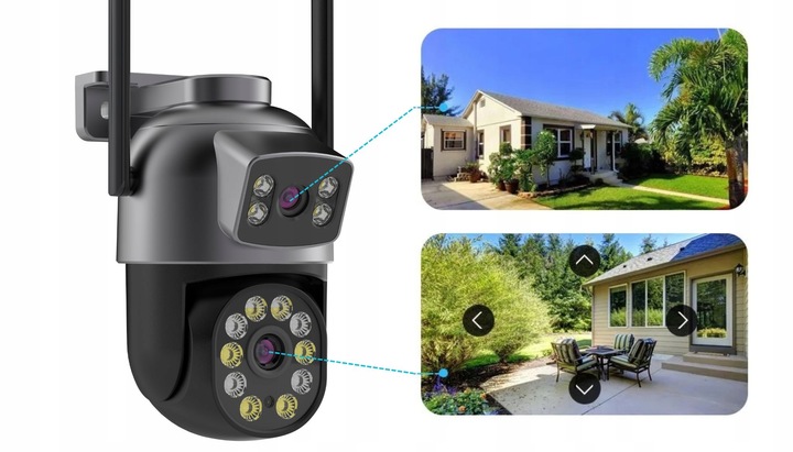 KAMERA ZEWNĘTRZNA OBROTOWA PODWÓJNA IP WiFi HD 5X ZOOM SMART DETEKCJA ALARM