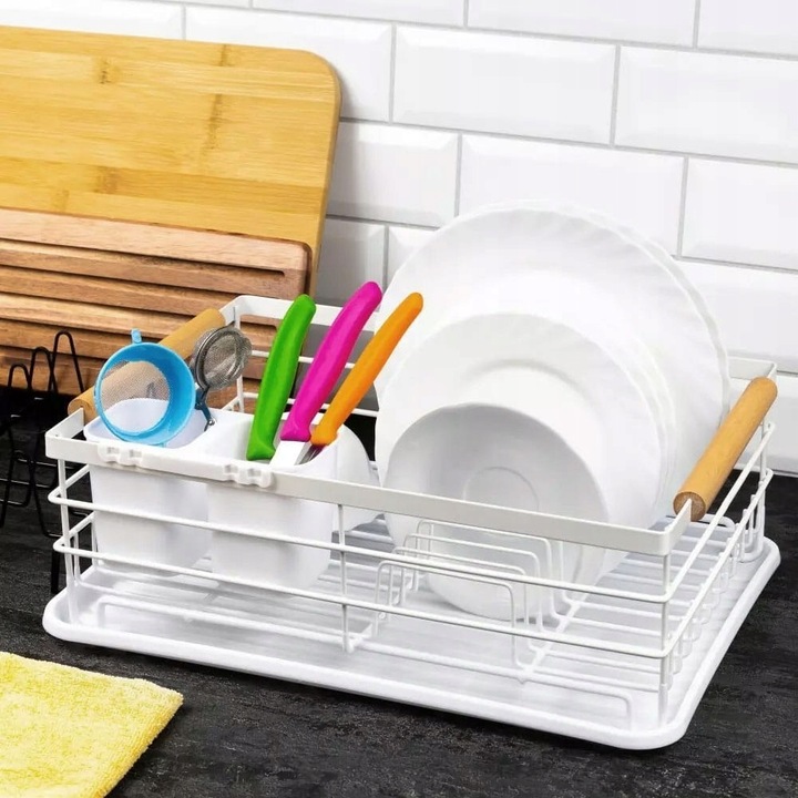 SUSZARKA DO NACZYŃ BIAŁA STOJĄCA OCIEKACZ DUŻA 32 cm x 42,5 cm x 15,5 cm