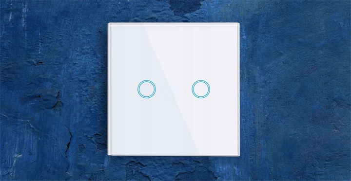 WŁĄCZNIK WYŁĄCZNIK ŚWIATŁA SZKLANY DOTYKOWY PODWÓJNY BIAŁY SZKŁO BIAŁE