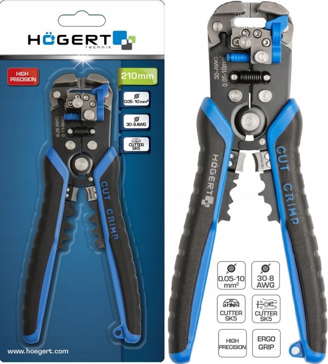AUTOMATYCZNY ŚCIĄGACZ IZOLACJI 210mm 0.05-10 mm² Hoegert Technik