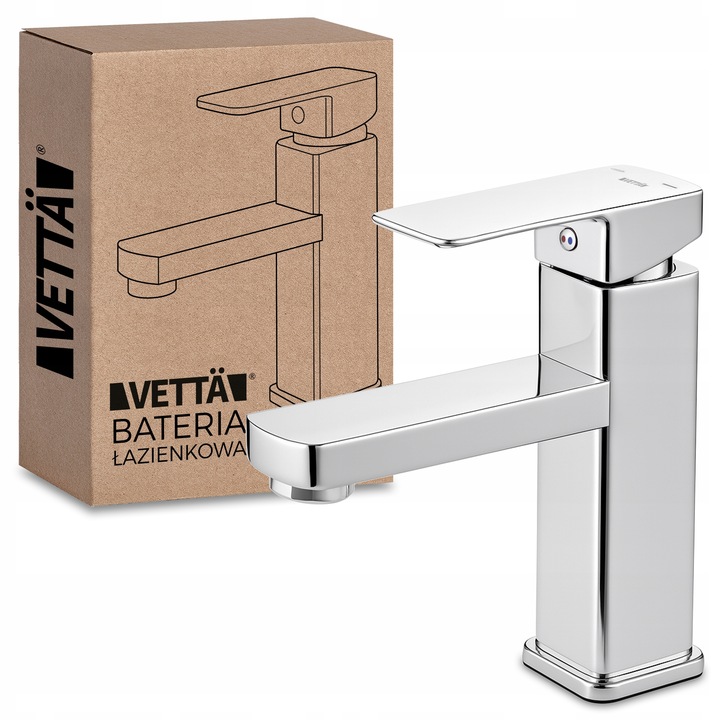 Bateria stojąca VETTÄ umywalkowa kran do umywalki zlewu chromowa niska
