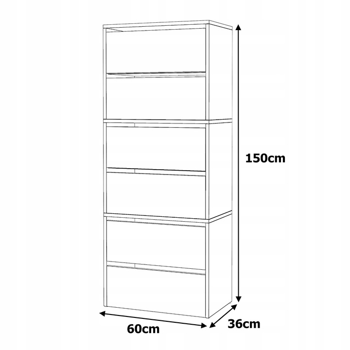 Szafka Na Buty Wysoka Dąb Wotan 6 Półek Modułowa Bez Siedziska Regał