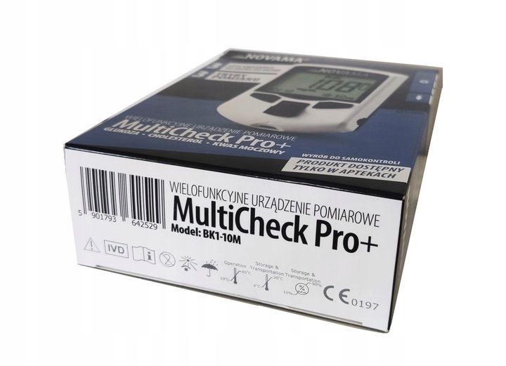 GLUKOMETR 3W1 NOVAMA MULTICHECK PRO+ GLUKOZA CHOLESTEROL KWAS MOCZOWY