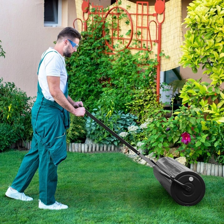 Metalowy walec do trawników z odłączanym uchwytem