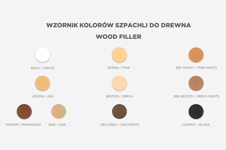 Szpachla do drewna CZARNY 500g kit szpachlówka