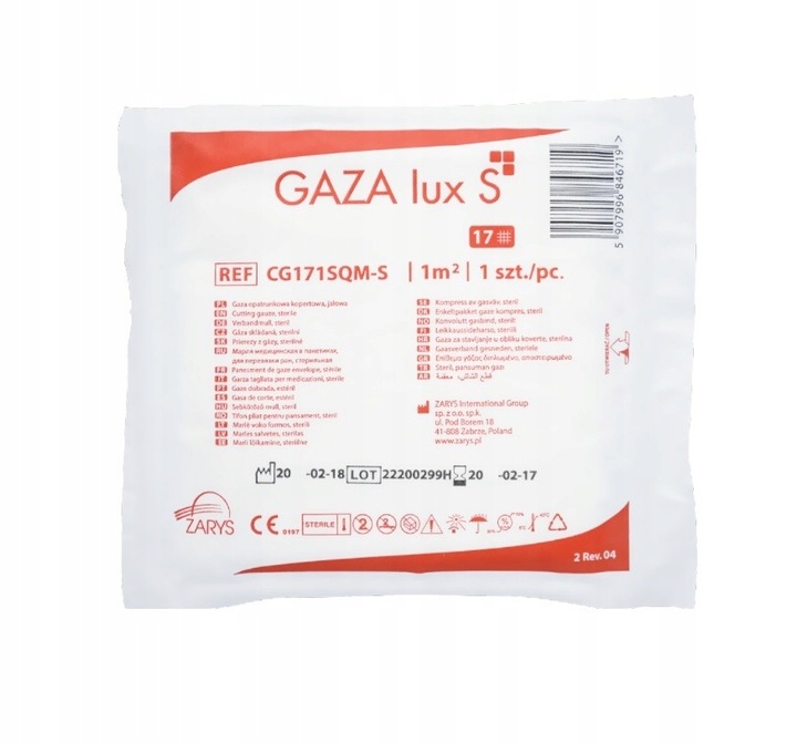 Gaza opatrunkowa miękka delikatna chłonna LUX S 17N 1m2 jałowa a'25