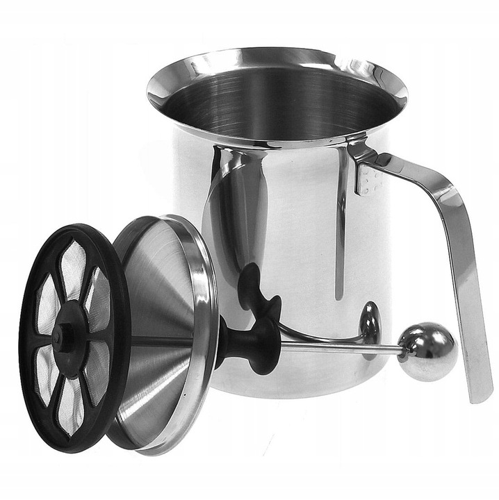 SPIENIACZ DO MLEKA RĘCZNY STALOWY GARNEK UBIJAK 400 ML