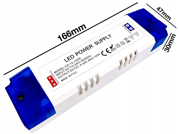 ZASILACZ 12V LED MEBLOWY 100W 8,34A Do Taśmy LED Transformator