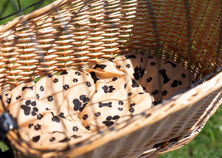KOSZ ROWEROWY WIKLINOWY NA BAGAŻNIK TRANSPORTER TYLNY KOSZYK DUŻY PODUSZKA