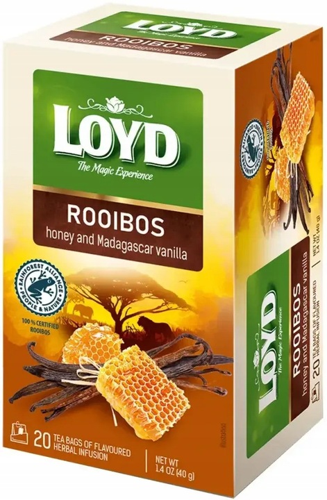 Herbata ziołowa w kopertach Loyd Rooibos miód i wanilia 20szt x10