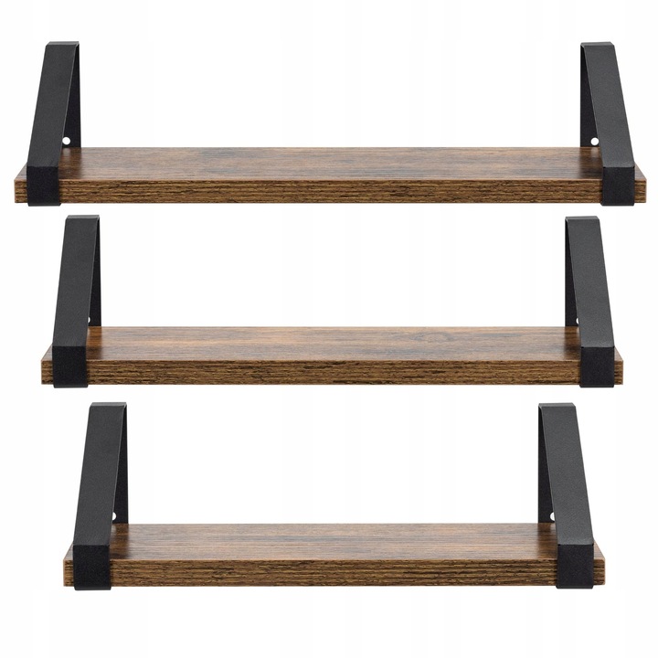 ZESTAW PÓŁEK 3 SZT PÓŁKA ŚCIENNA WISZĄCA DO SALONU KUCHNI NA KSIĄŻKI