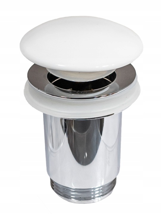 KOREK CLICK -CLACK DO UMYWALKI UNIWERSALNY CERAMICZNY BIAŁY POŁYSK INVENA