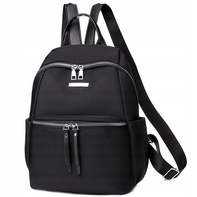 PLECAK DAMSKI CZARNY PLECACZEK POJEMNY Srebrny Zamek A4 dla Kobiety Kobiecy