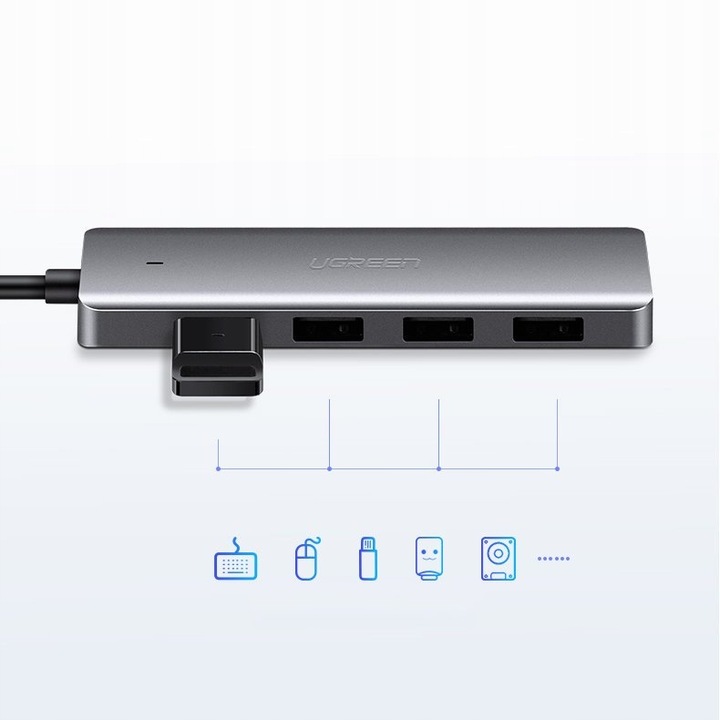 UGREEN HUB ROZDZIELACZ ADAPTER USB-C TYP-C NA 4x USB 3.0 TRANSFER DO 5 Gbps