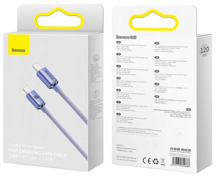 BASEUS MOCNY KABEL USB-C SZYBKIE ŁADOWANIE TYPE-C PD 100W QC 3.0 5A 1.2M
