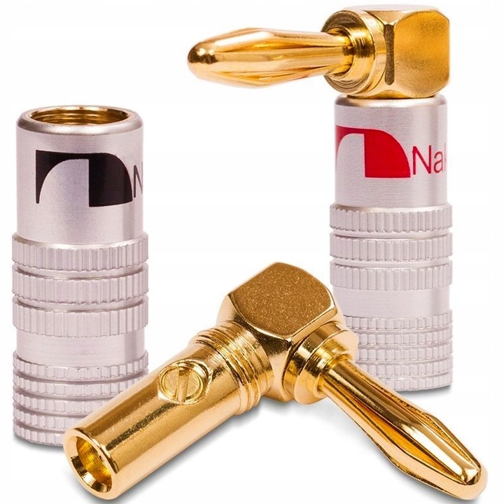 NAKAMICHI Wtyk głośnikowy bananowy kątowy HQ 4 szt