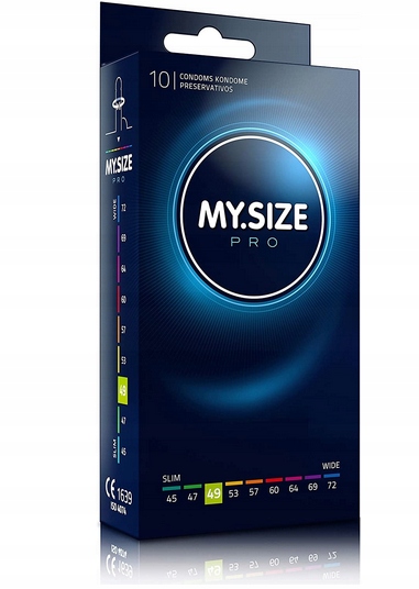 MY.SIZE PRO 49 mm Przylegające Prezerwatywy DOPASOWANE 10 sztuk Nawilżane
