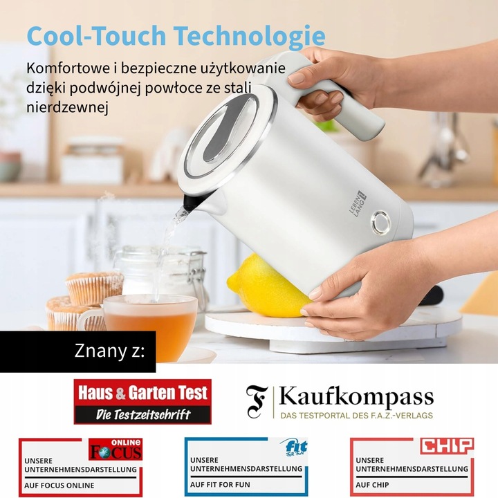 Czajnik elektryczny turystyczny mały 0,5L LEBENLANG stal nierdzewna