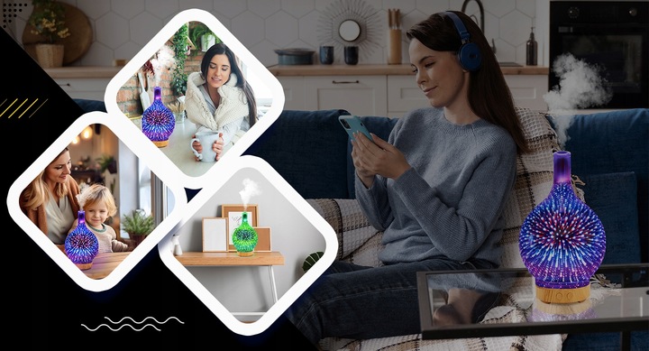 NAWILŻACZ POWIETRZA DYFUZOR ZAPACHOWY AROMATERAPIA JONIZATOR NOCNA