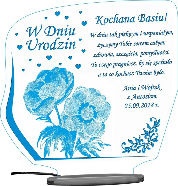 18 50 60 70 80 90 URODZINY STATUETKA PREZENT LED